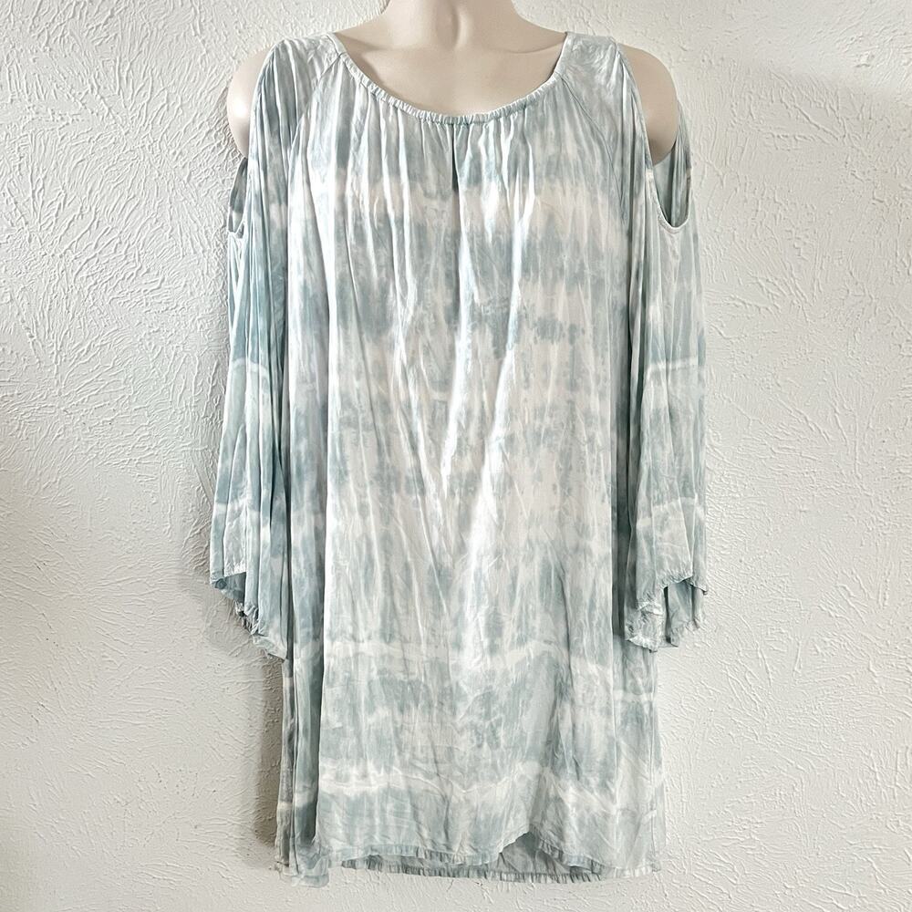 Johnny Was Campbell Challis Blue Tie Dye Cold Shoulder Tunic Dress P21118-1 XL